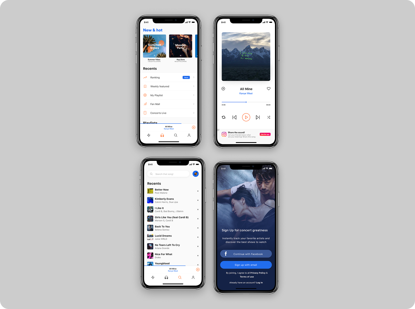 Streambug Mobile screens