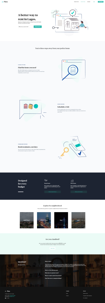 fibre landing page