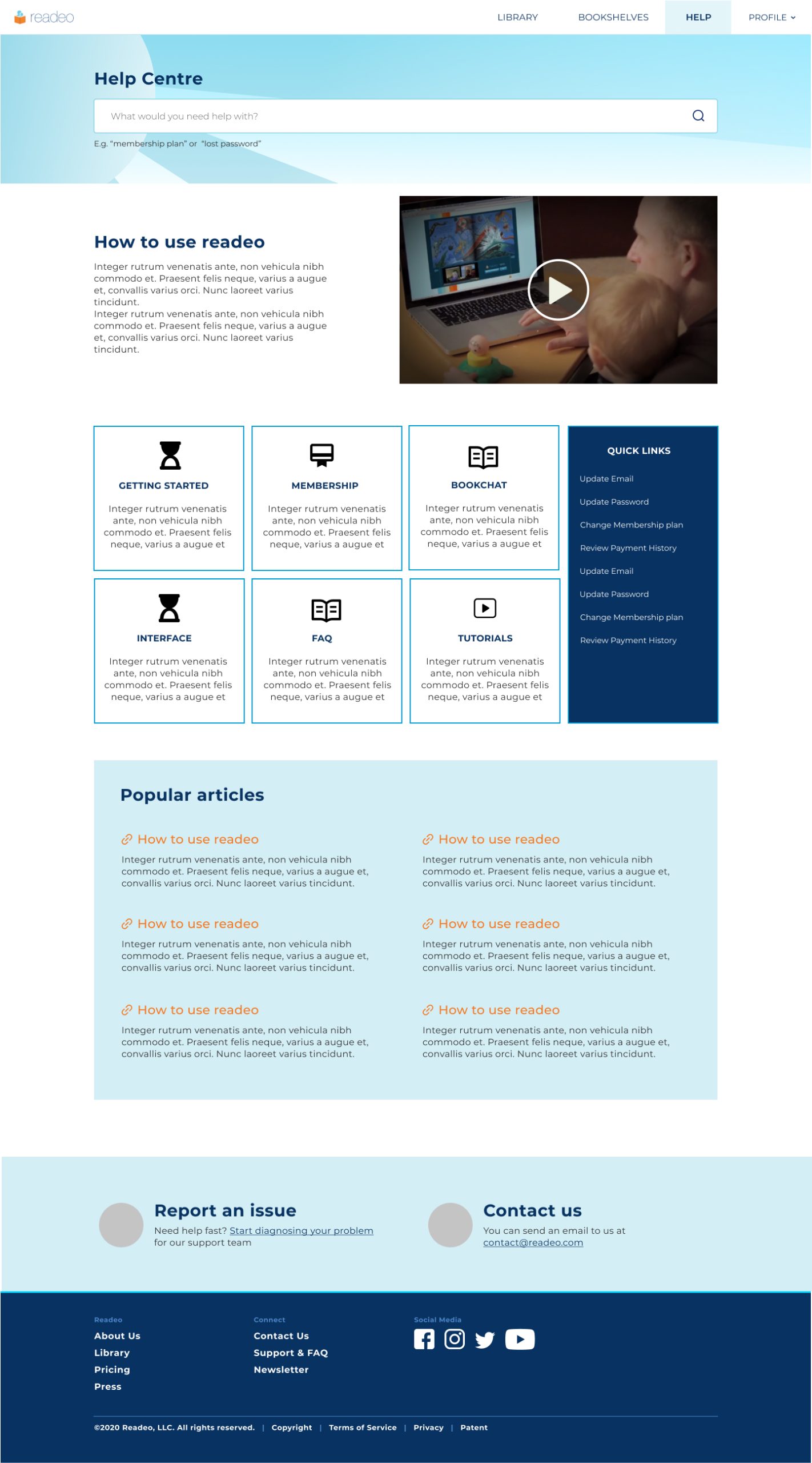 Help centre readeo